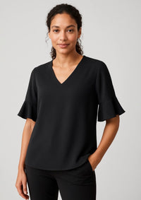 Womens Aria Fluted Sleeve Blouse