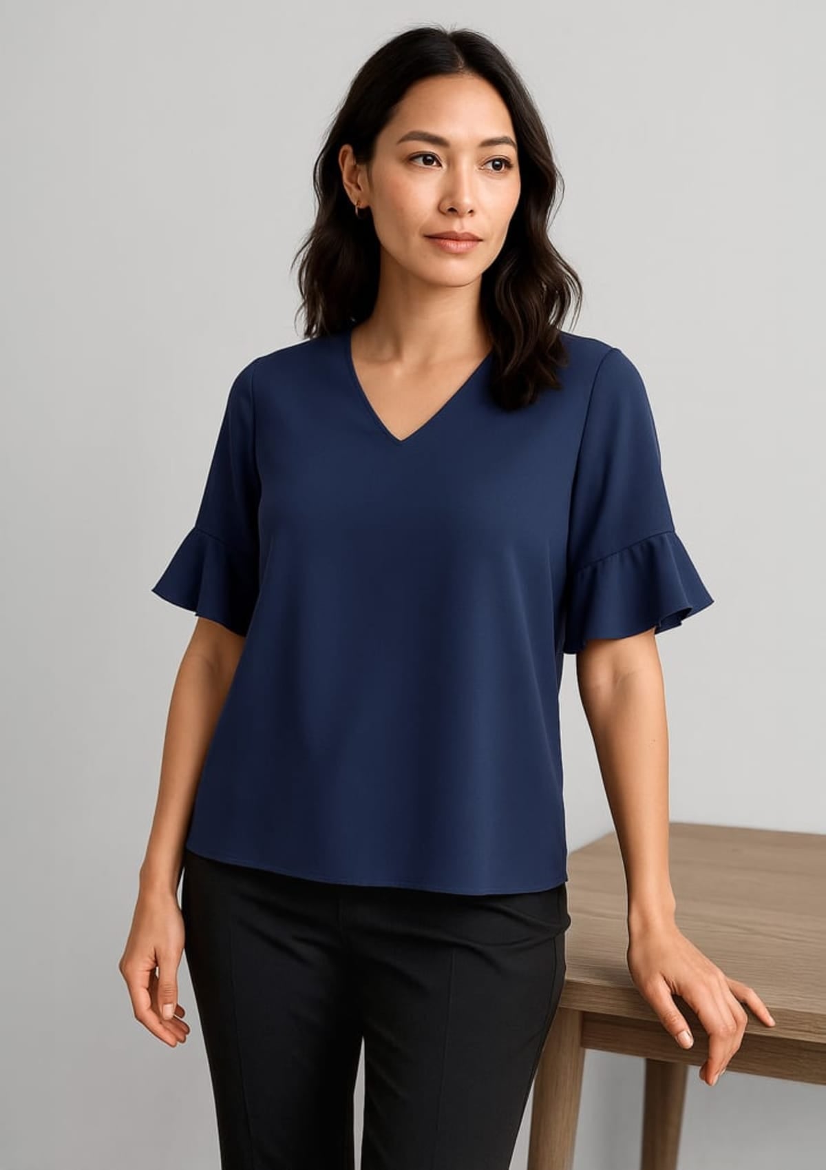 Womens Aria Fluted Sleeve Blouse