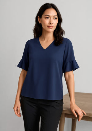 Womens Aria Fluted Sleeve Blouse