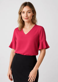 Womens Aria Fluted Sleeve Blouse
