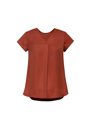Womens Kayla V-Neck Pleat Blouse