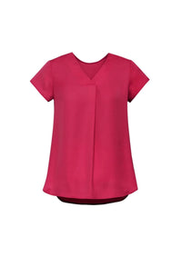 Womens Kayla V-Neck Pleat Blouse