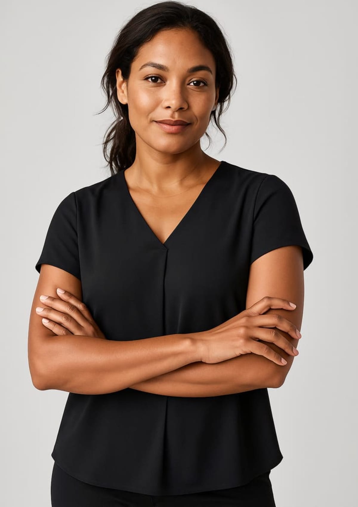 Womens Kayla V-Neck Pleat Blouse