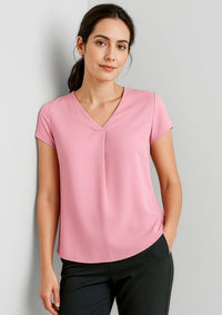 Womens Kayla V-Neck Pleat Blouse