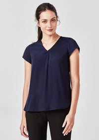 Womens Kayla V-Neck Pleat Blouse