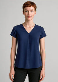 Womens Kayla V-Neck Pleat Blouse