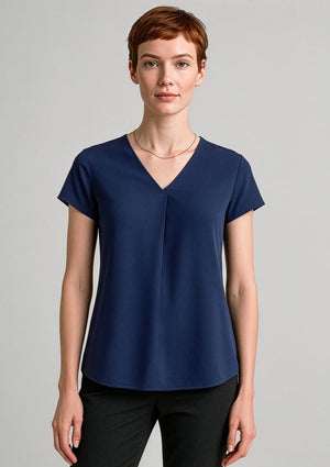 Womens Kayla V-Neck Pleat Blouse