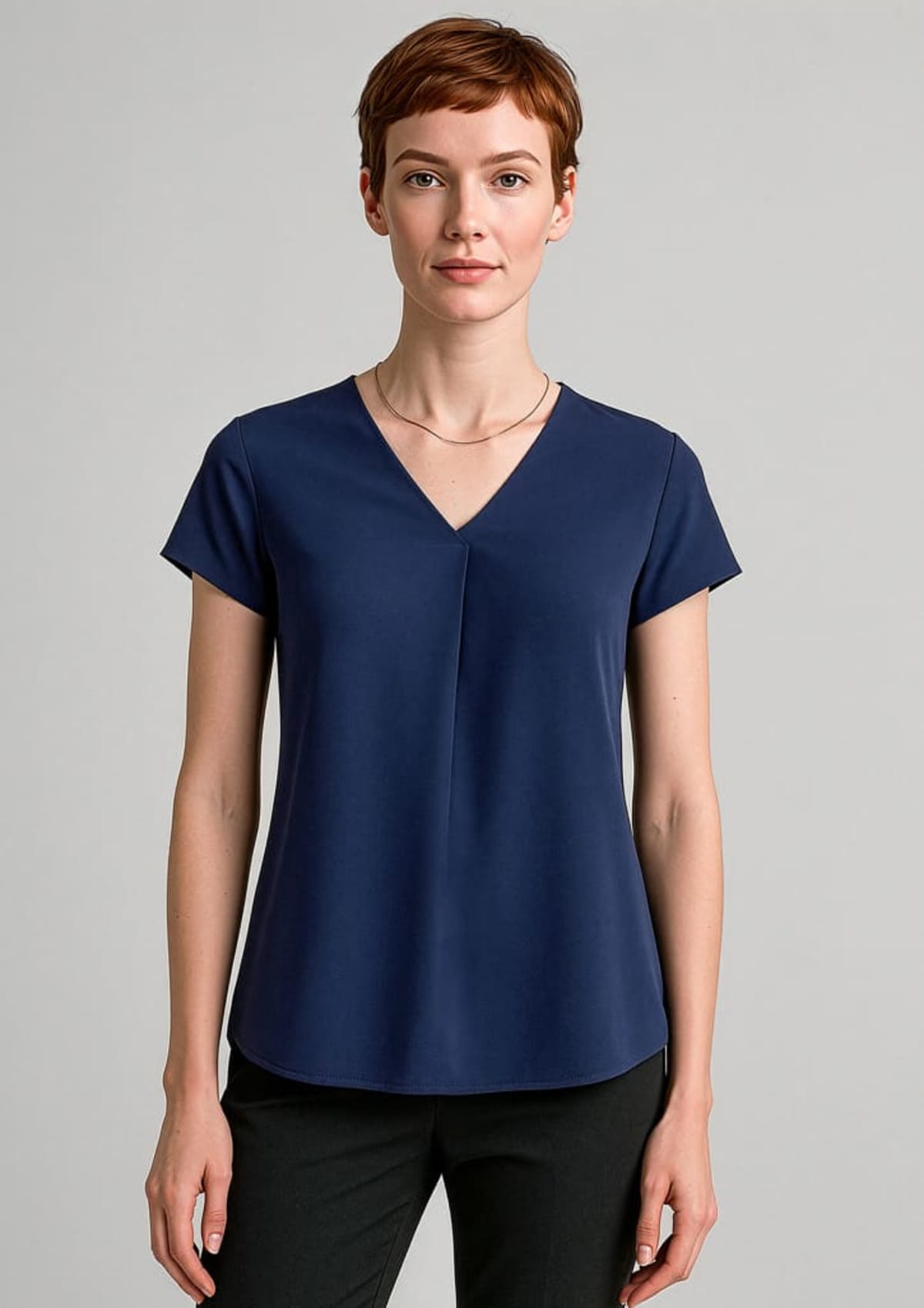 Womens Kayla V-Neck Pleat Blouse