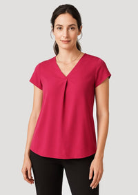 Womens Kayla V-Neck Pleat Blouse