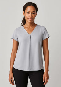 Womens Kayla V-Neck Pleat Blouse