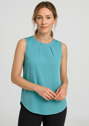 Womens Estelle Sleeveless Pleat Detail Blouse