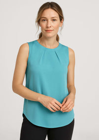 Womens Estelle Sleeveless Pleat Detail Blouse