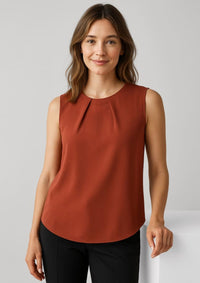 Womens Estelle Sleeveless Pleat Detail Blouse