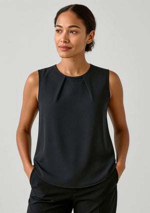 Womens Estelle Sleeveless Pleat Detail Blouse