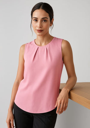 Womens Estelle Sleeveless Pleat Detail Blouse