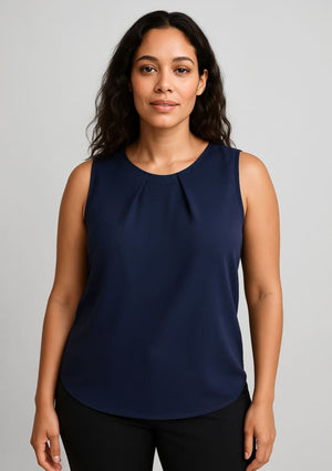 Womens Estelle Sleeveless Pleat Detail Blouse