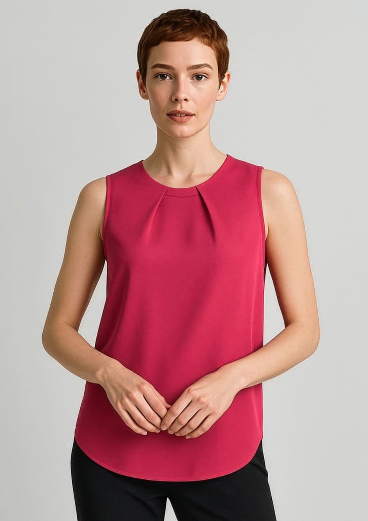 Womens Estelle Sleeveless Pleat Detail Blouse