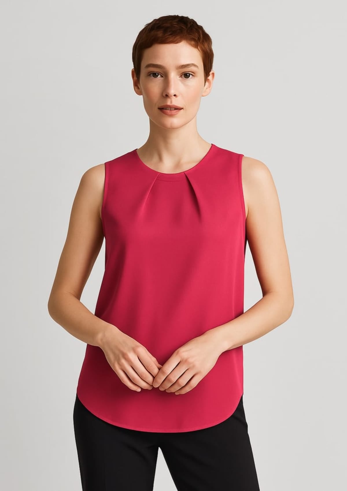 Womens Estelle Sleeveless Pleat Detail Blouse