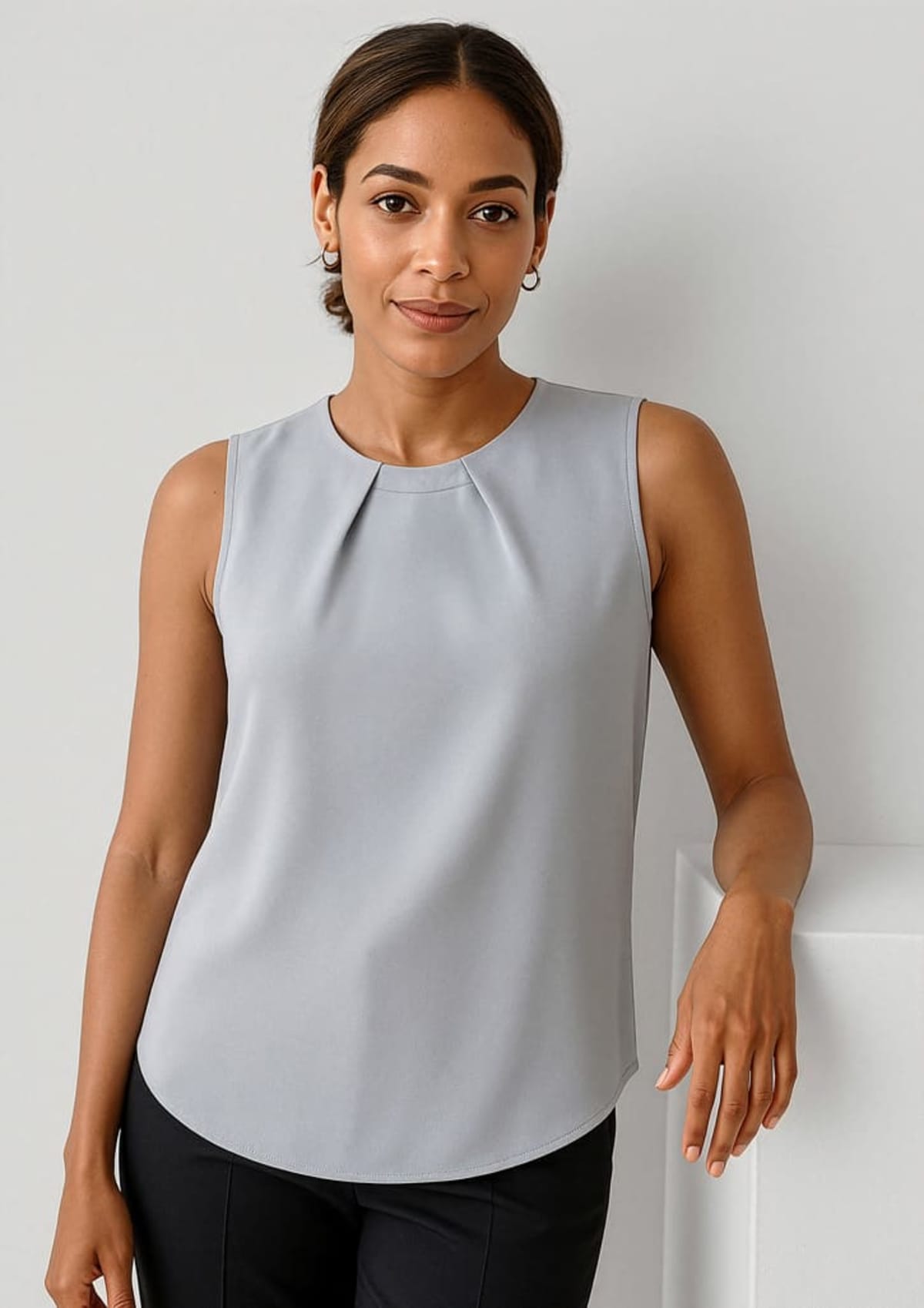 Womens Estelle Sleeveless Pleat Detail Blouse