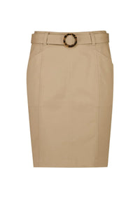 Womens Mid Waist Stretch Chino Skirt