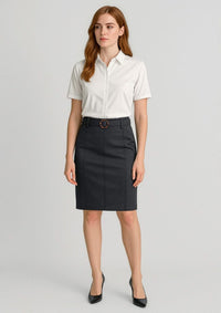 Womens Mid Waist Stretch Chino Skirt