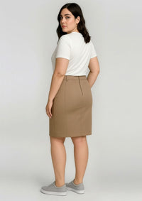 Womens Mid Waist Stretch Chino Skirt