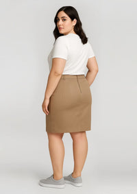 Womens Mid Waist Stretch Chino Skirt