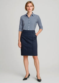 Womens Mid Waist Stretch Chino Skirt