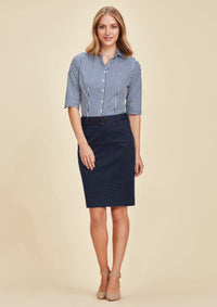 Womens Mid Waist Stretch Chino Skirt