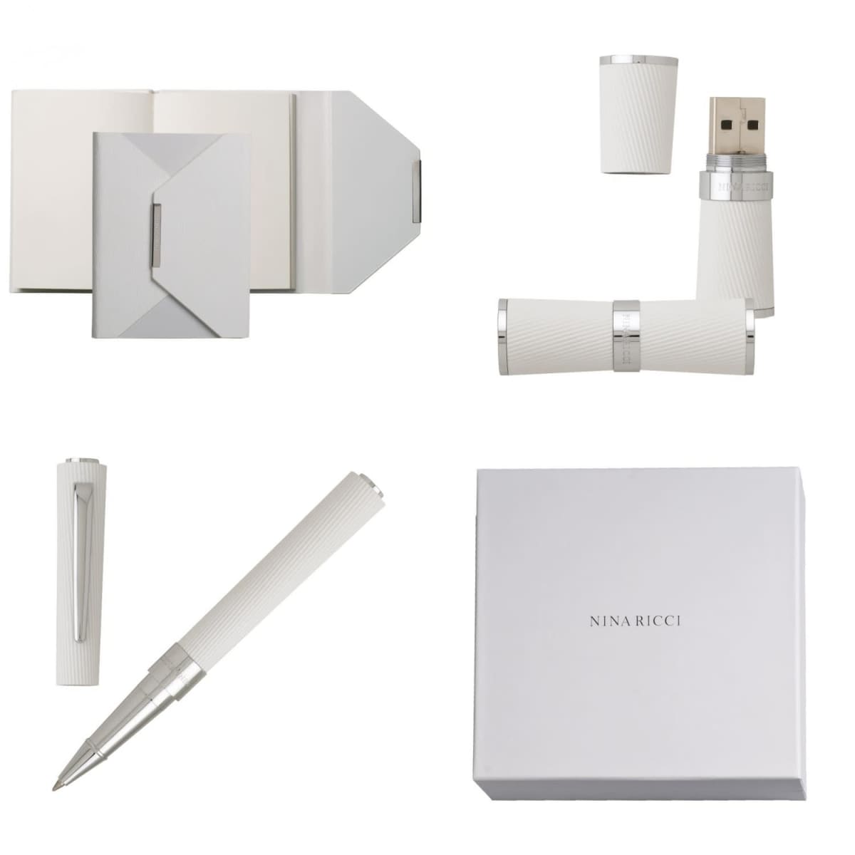 Set Dune White (rollerball pen, note pad A6 & usb stick)