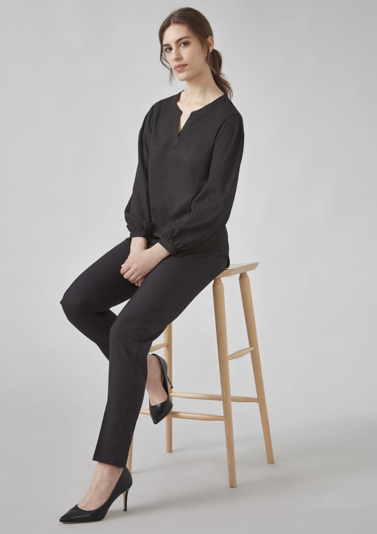 Womens Ruche Long Sleeve Blouse