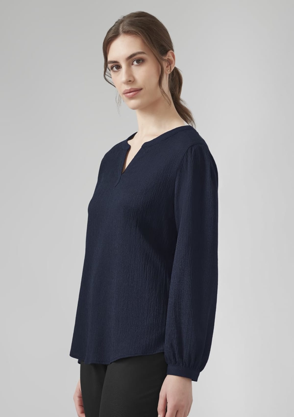 Womens Ruche Long Sleeve Blouse