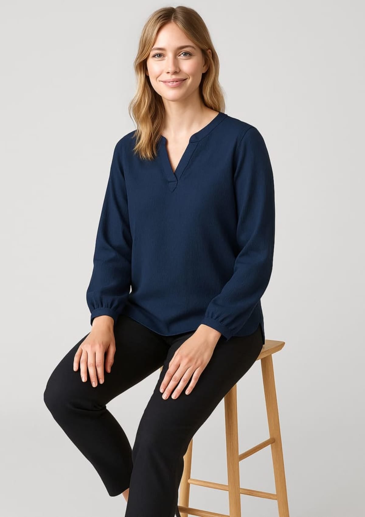 Womens Ruche Long Sleeve Blouse
