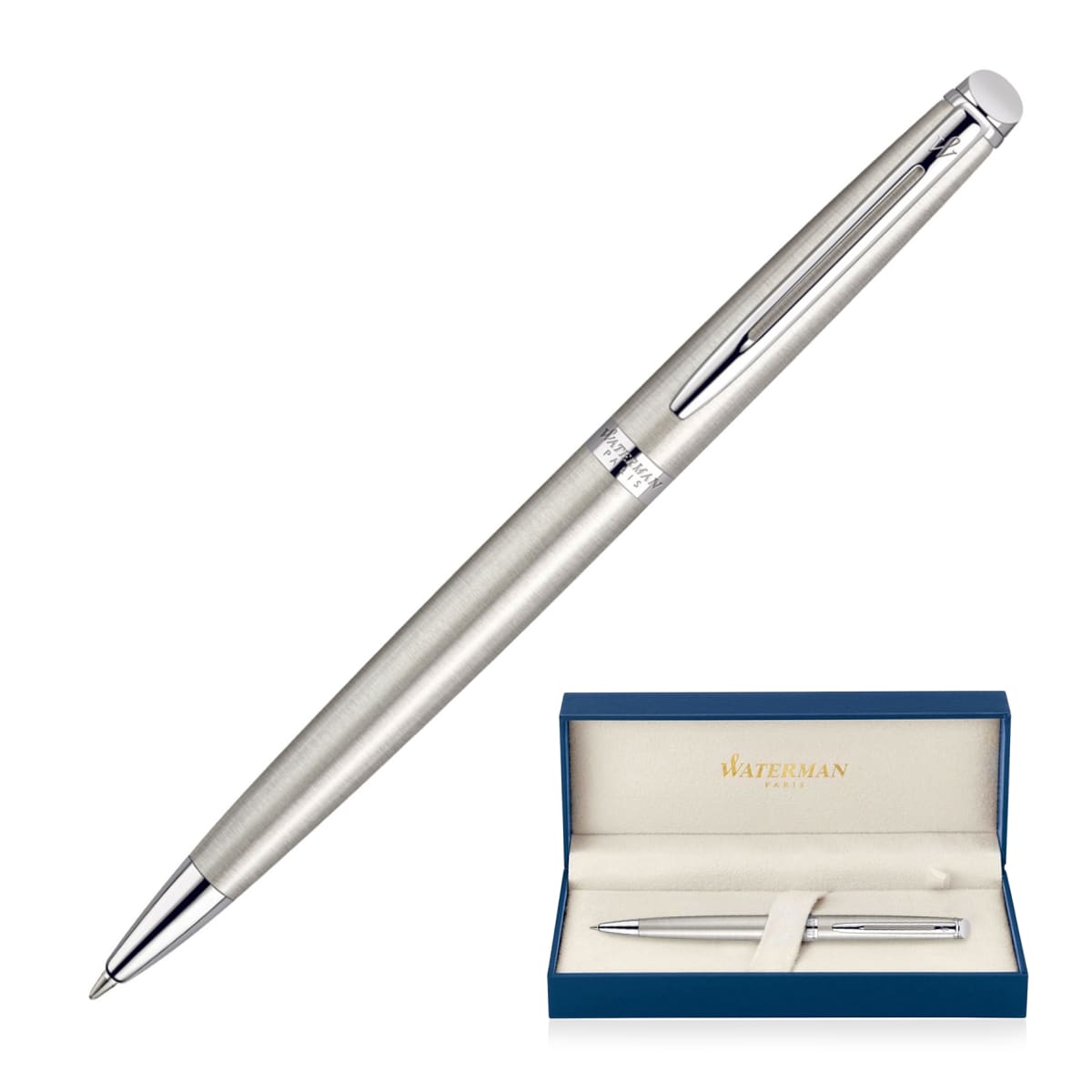 Metal Pen Ballpoint Waterman Hemisphere - Brushed Stainless CT