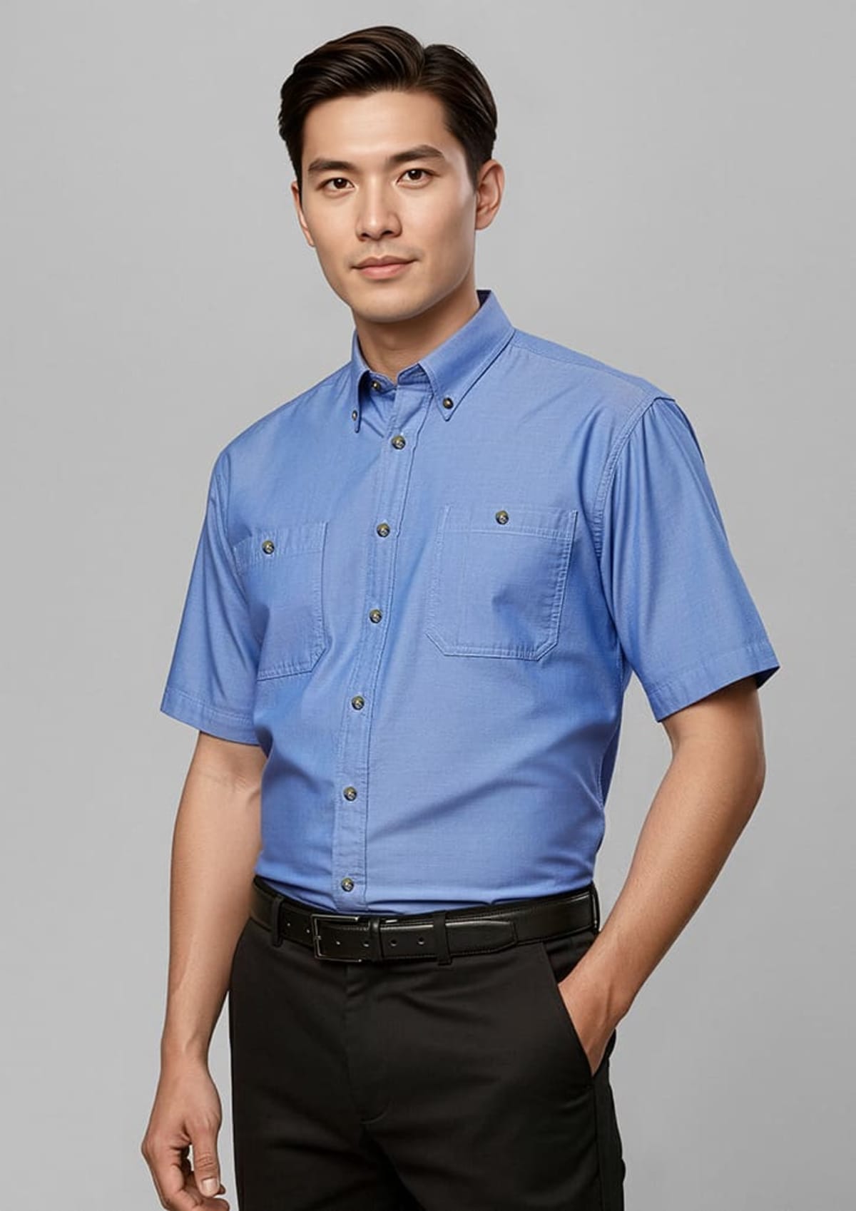 Mens Chambray Short Sleeve Shirt