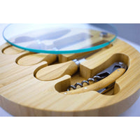 Trekk Round Bamboo Glass Cheese Set