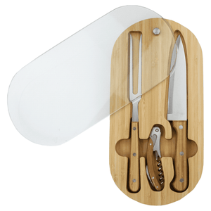 Trekk Oval Bamboo Glass Knife Set