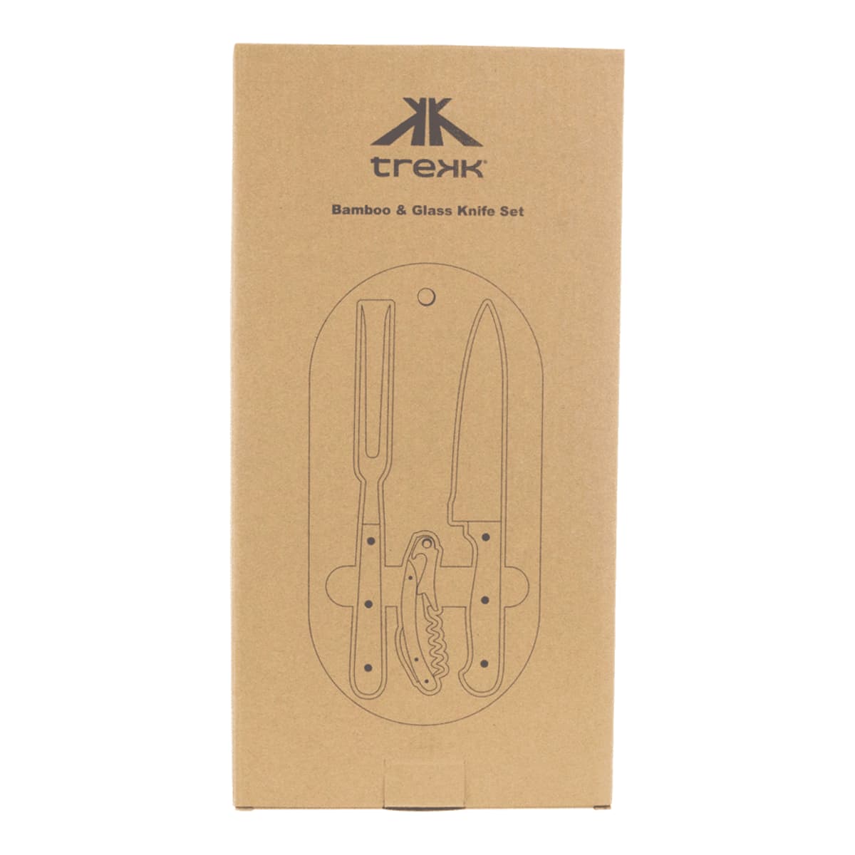 Trekk Oval Bamboo Glass Knife Set