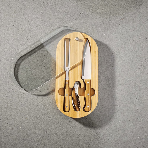 Trekk Oval Bamboo Glass Knife Set