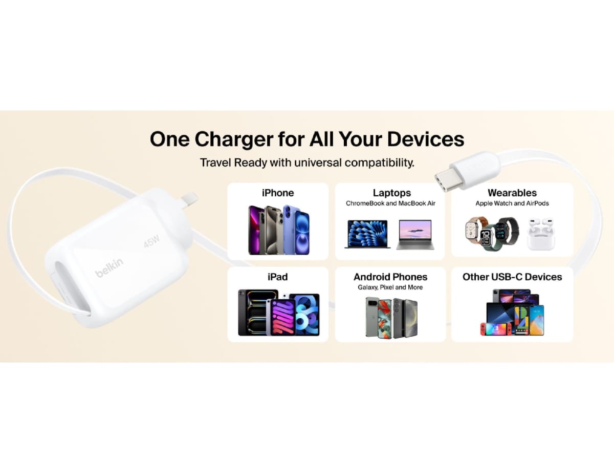 Belkin UltraCharge 45W Retractable GaN Wall Charger