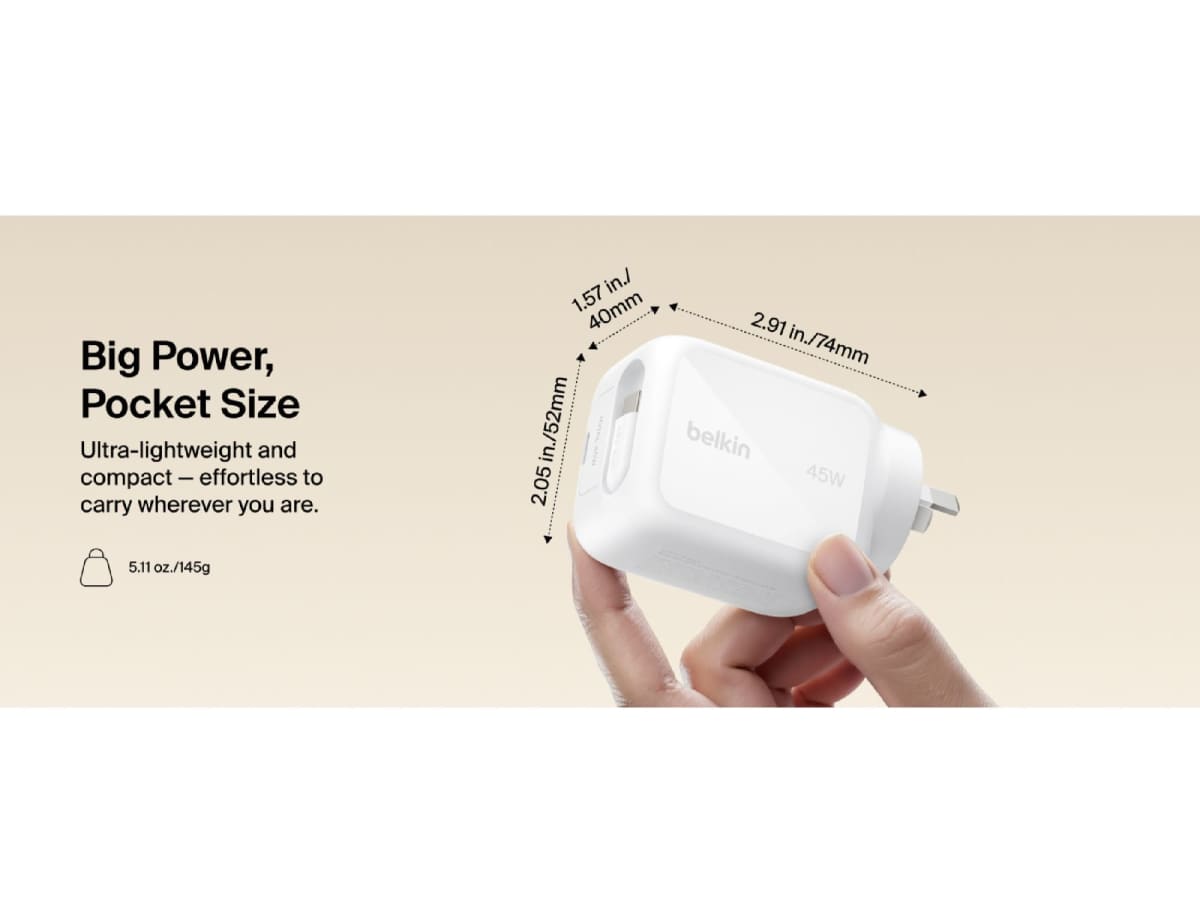 Belkin UltraCharge 45W Retractable GaN Wall Charger