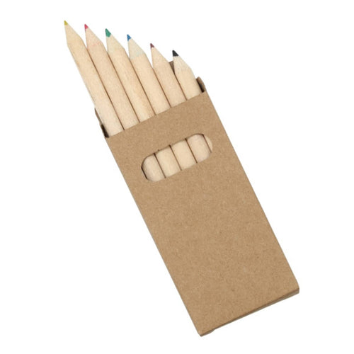Half Pencils Colouring 6 Pack Natural Wood