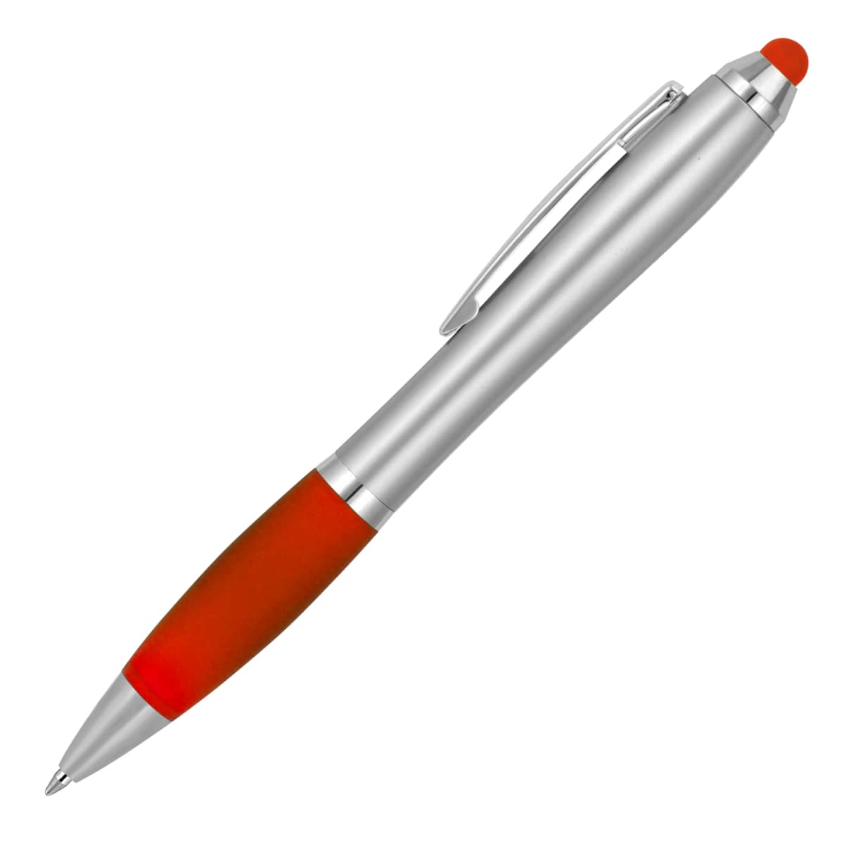 Plastic Pen Ballpoint Stylus Silver Cara