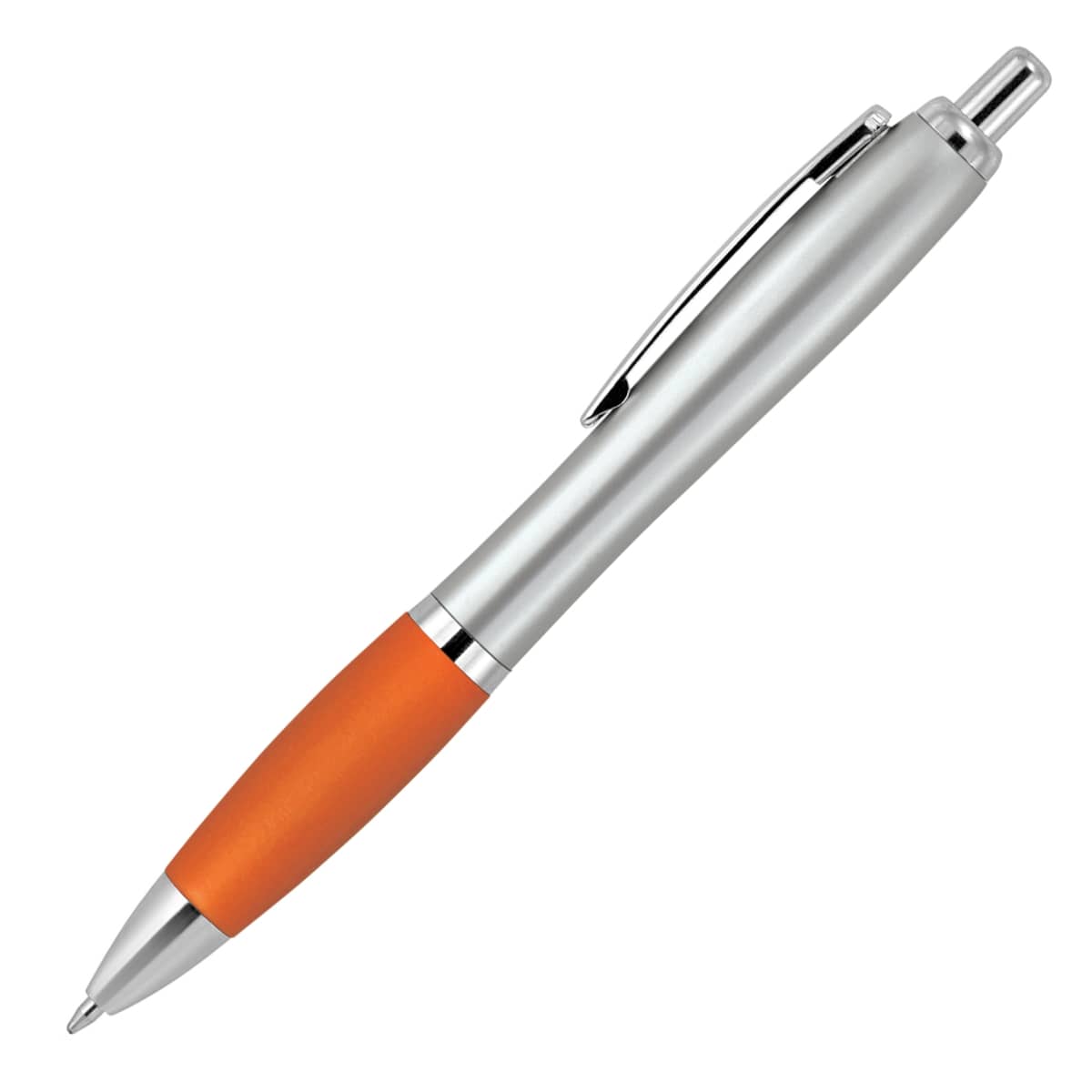 Plastic Pen Ballpoint Silicone Grip Silver Cara