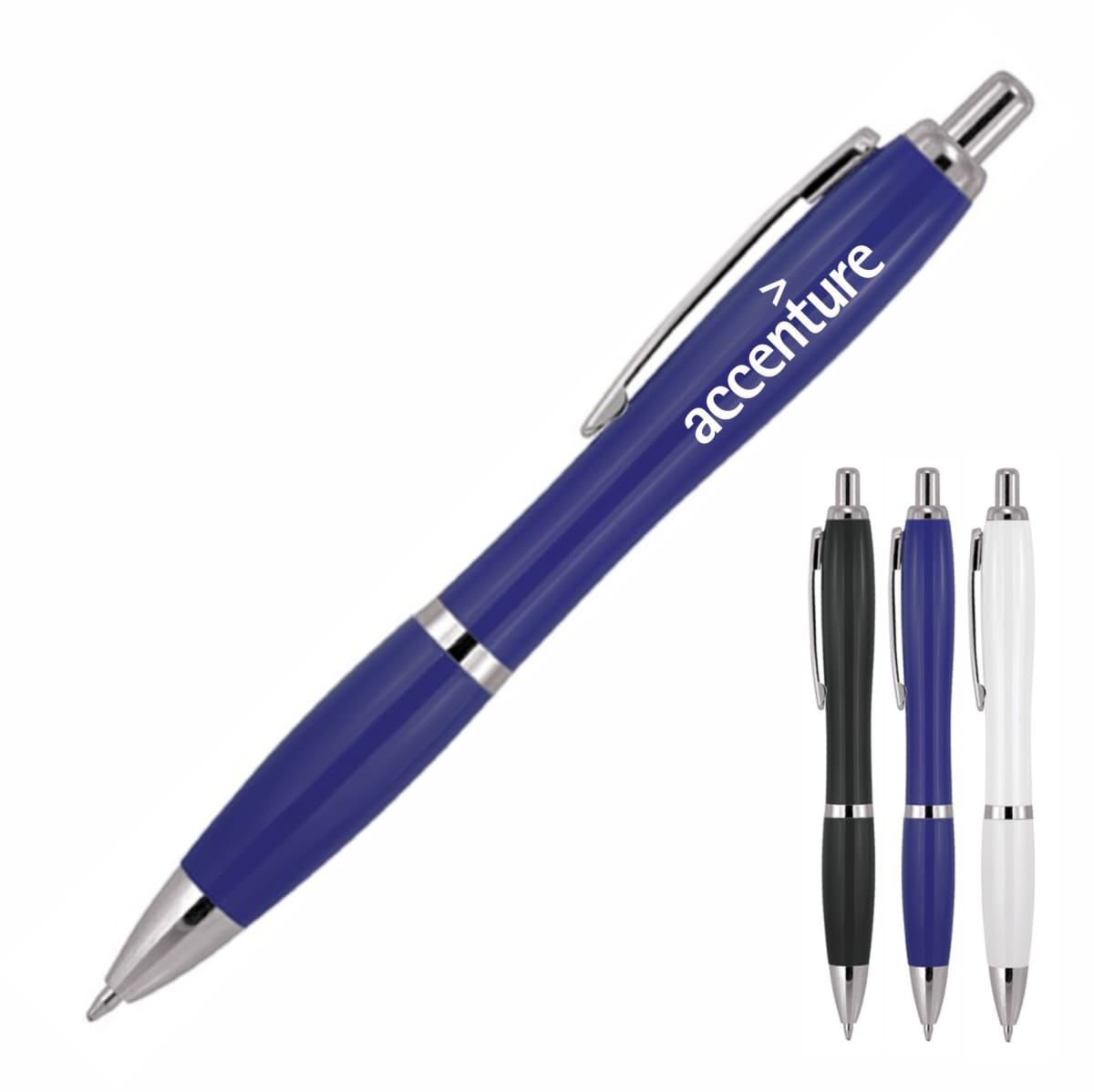 Plastic Pen Ballpoint Solid Colours Cara - BLUE INK