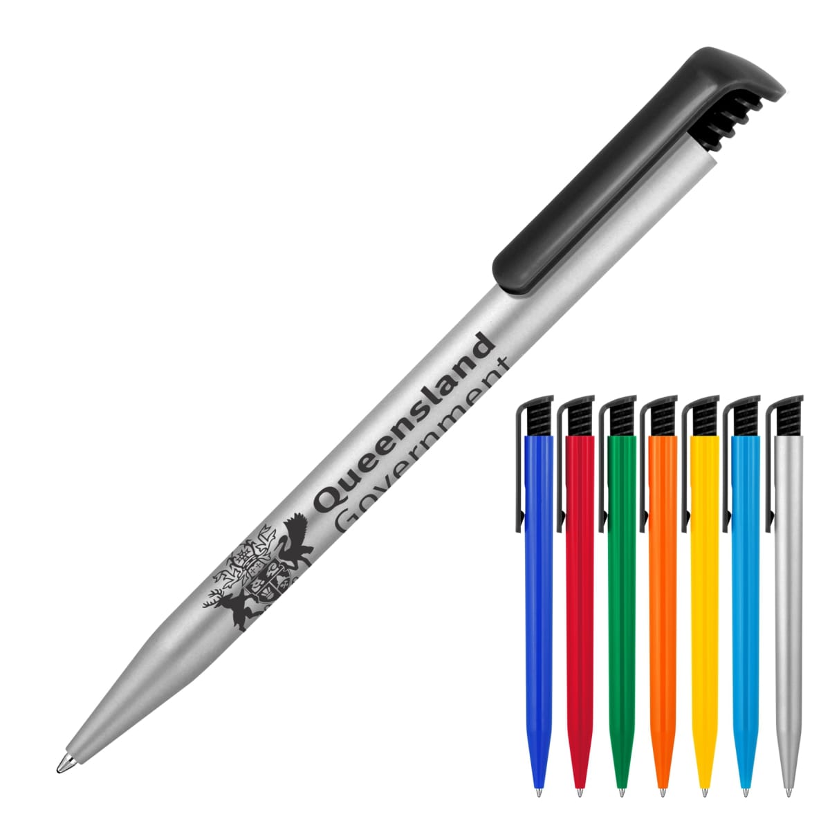 Plastic Pen Ballpoint Gloss Black Clip Tia