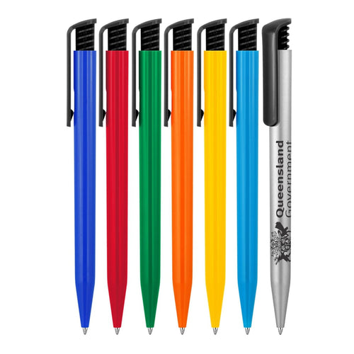 Plastic Pen Ballpoint Gloss Black Clip Tia