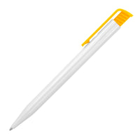 Plastic Pen Ballpoint Gloss White Tia