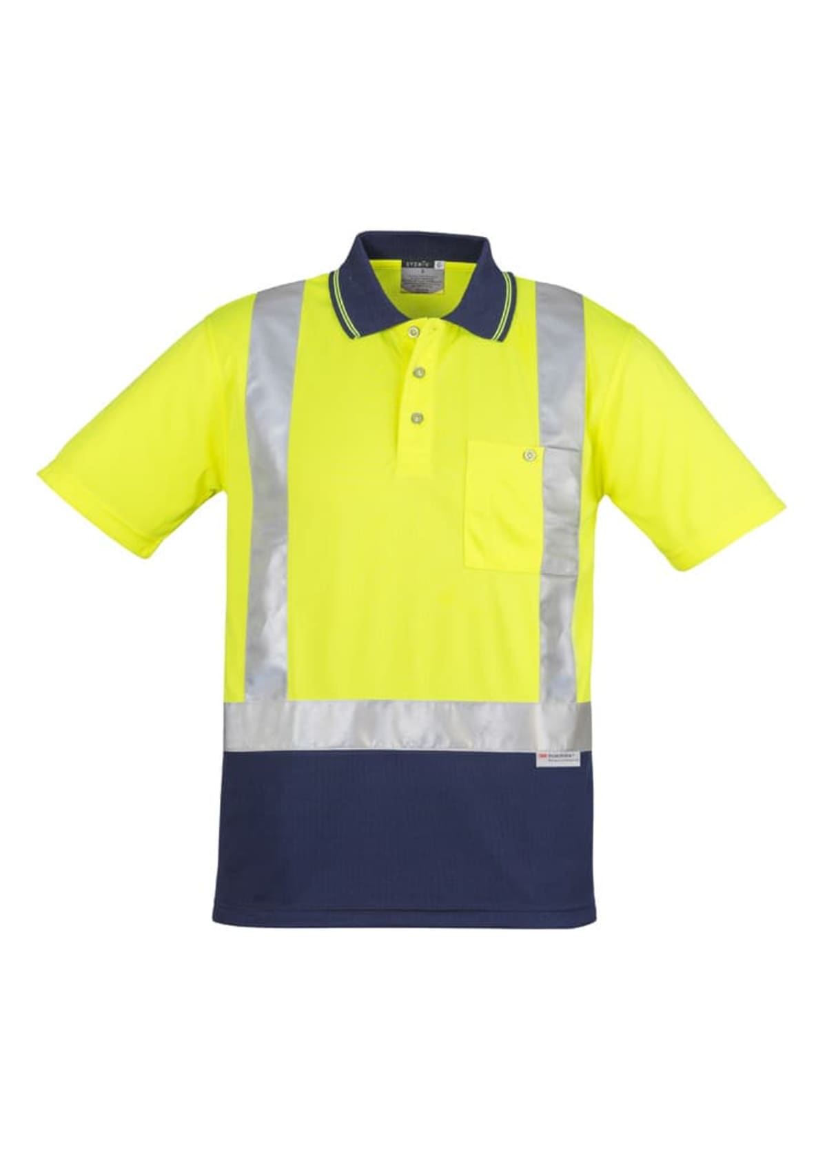 Mens Hi Vis Spliced Short Sleeve Polo - Shoulder Taped