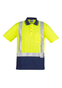 Mens Hi Vis Spliced Short Sleeve Polo - Shoulder Taped